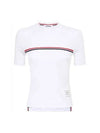 Women's High Twist Rip Stripe Short Sleeve T Shirt White - THOM BROWNE - BALAAN 2