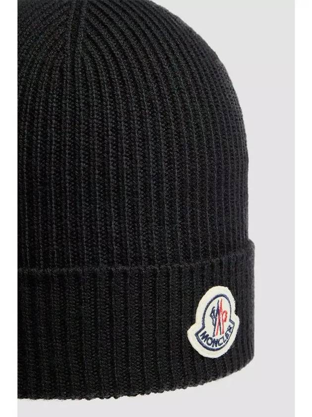 Logo Wool Beanie Black 3B70500 A9342 - MONCLER - BALAAN 3