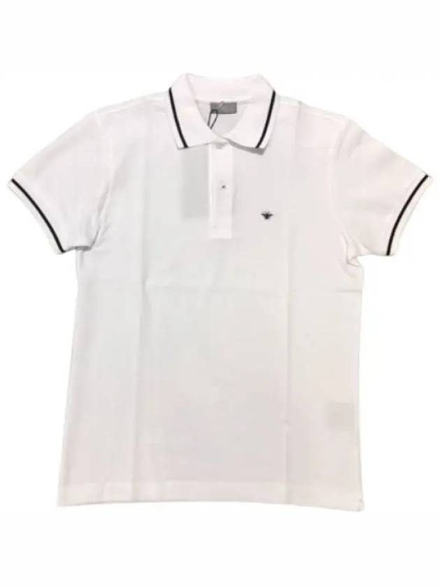 Embroidery Bee Polo Shirt White - DIOR - BALAAN 2