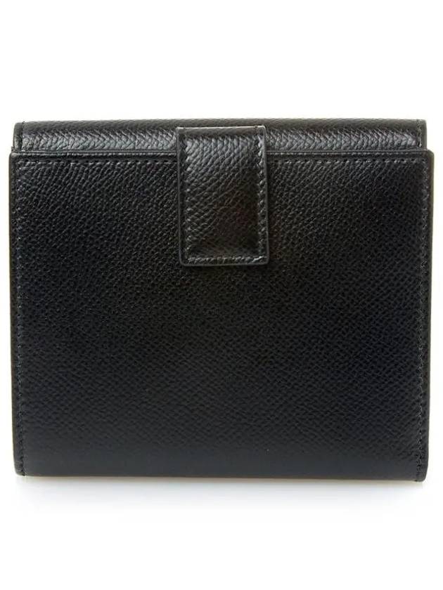 Gancini Leather Half Wallet Black - SALVATORE FERRAGAMO - BALAAN 4