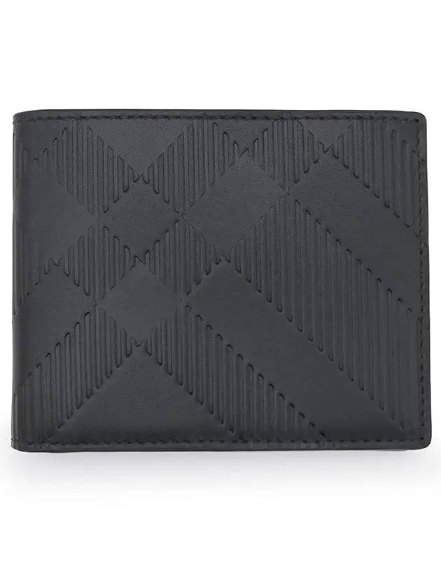 Embossed Check Slim Half Wallet Black - BURBERRY - BALAAN 3