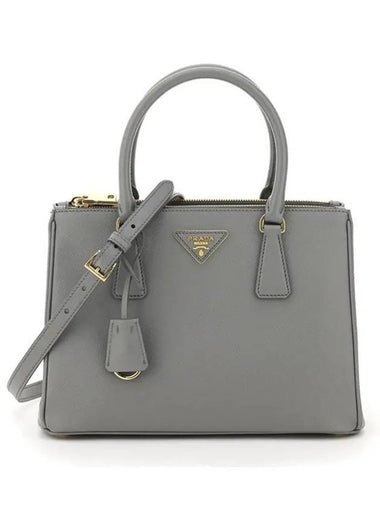 Galleria Saffiano Leather Medium Tote Bag Slate Grey - PRADA - BALAAN 1