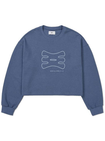 Sketch Oversized Crop Sweatshirt ASH BLUE - WEST GRAND BOULEVARD - BALAAN 1