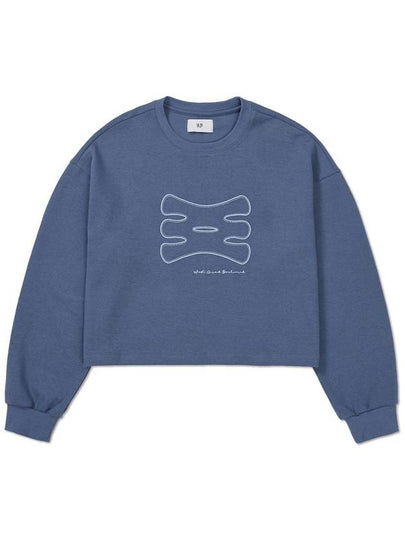 Sketch Oversized Crop Sweatshirt ASH BLUE - WEST GRAND BOULEVARD - BALAAN 2