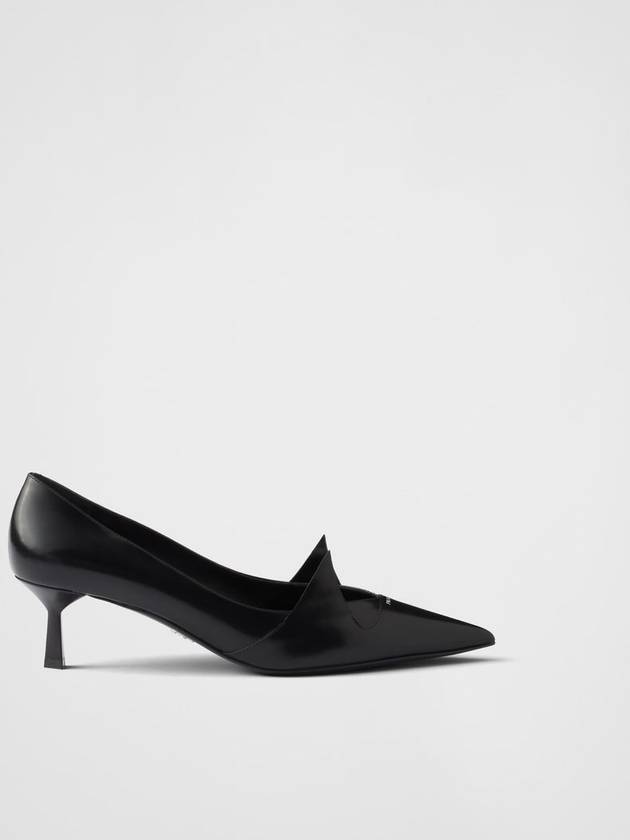 Two-Tone Brushed Leather Pumps Black - PRADA - BALAAN 4