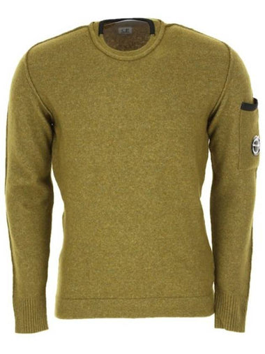 Stretch Alpaca Wool Lens Crew Neck Knit Top Khaki - CP COMPANY - BALAAN 1