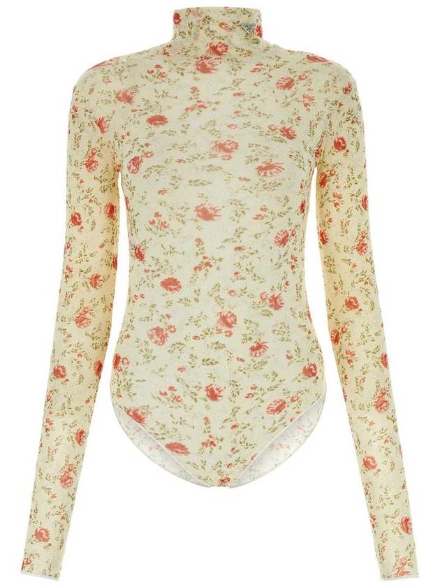 floral mesh bodysuit beige - PRADA - BALAAN 2