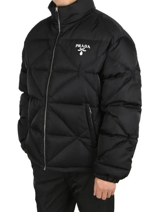 Re-Nylon Logo Quilted Puffer Padding Black - PRADA - BALAAN.