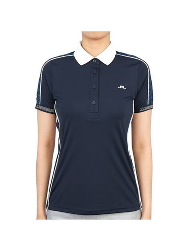 Women's Damai DAMAI Polo Short Sleeve T-Shirt Navy - J.LINDEBERG - BALAAN 1