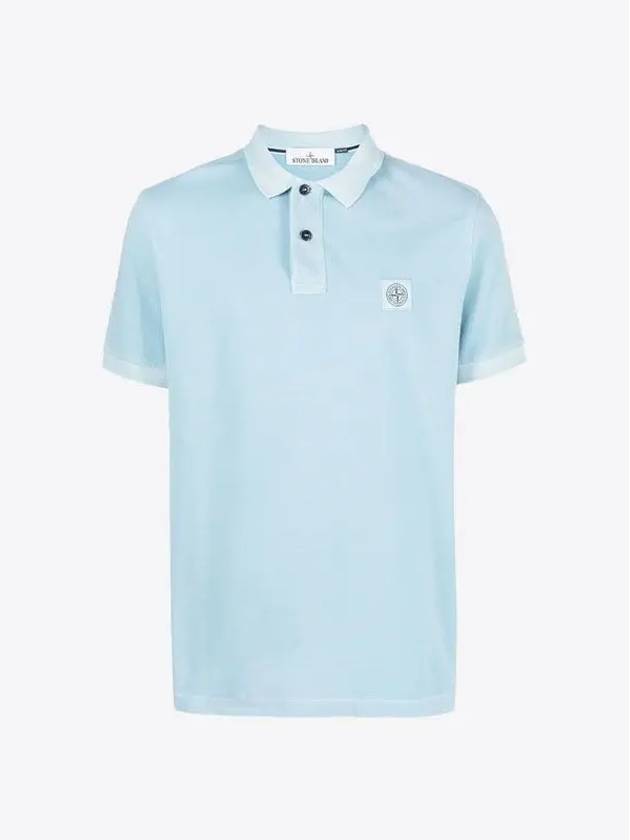 Men's Logo Patch Short Sleeve Polo Shirt Sky Blue - STONE ISLAND - BALAAN 2