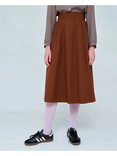 A line volume long skirt cotton 100 brown 0123 - VOYONN - BALAAN 1