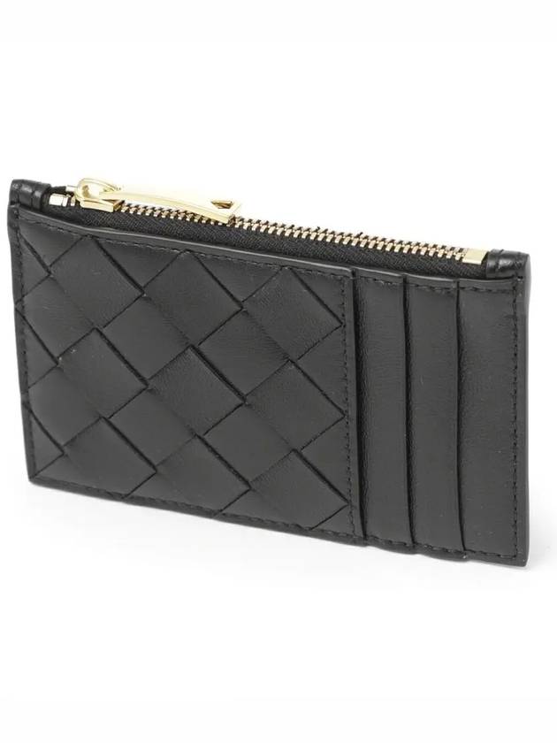 Intrecciato Zipper Leather Card Wallet Black - BOTTEGA VENETA - BALAAN 2