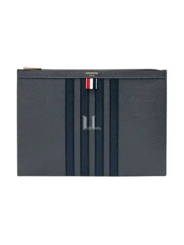 Diagonal Medium Document Case Clutch Bag Dark Grey - THOM BROWNE - BALAAN 2