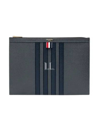 Diagonal Medium Document Case Clutch Bag Dark Grey - THOM BROWNE - BALAAN 2