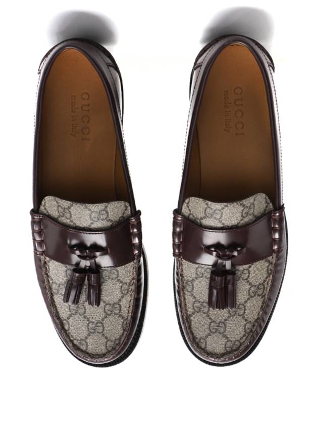 Tassel GG Supreme Canvas Leather Loafers Brown - GUCCI - BALAAN 9