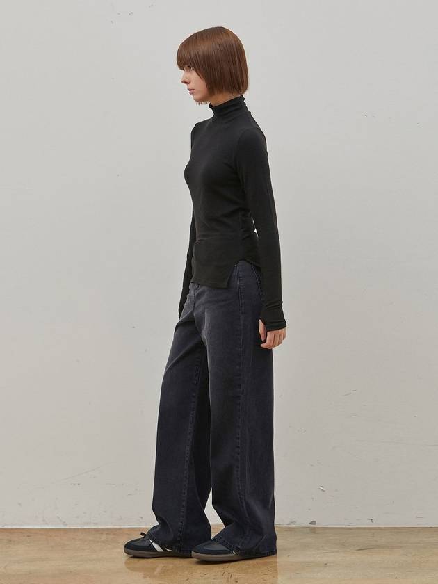 Denim wide straight pants washed black - RYUL+WAI: - BALAAN 3