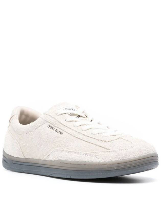 Logo Suede Low Top Sneakers Cream - STONE ISLAND - BALAAN 3