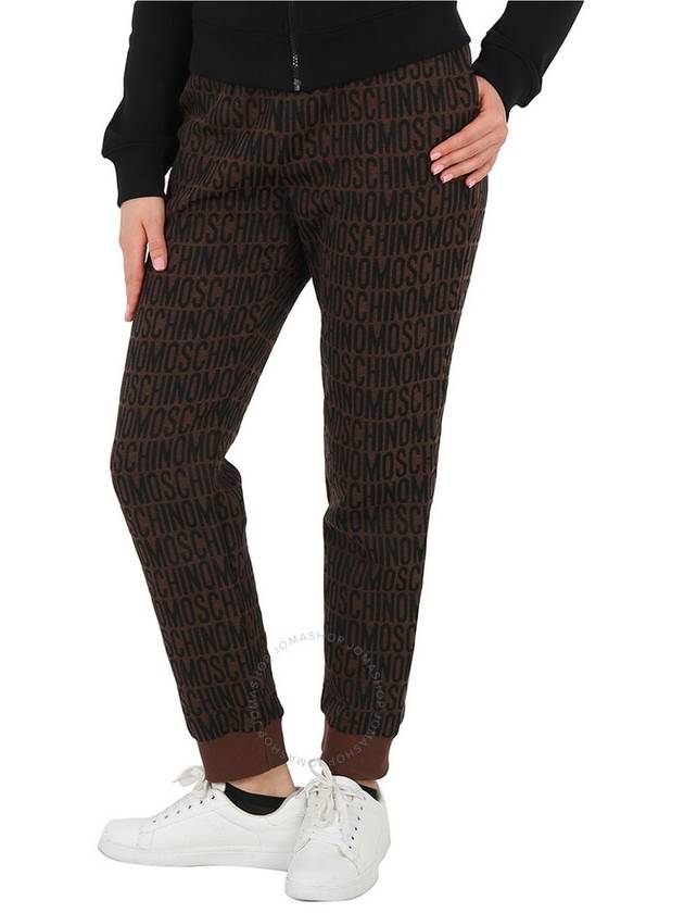 Moschino Ladies Fantasy Print Brown Allover Monogram Joggers, Brand Size 40 (US Size 6) - MOSCHINO - BALAAN 2