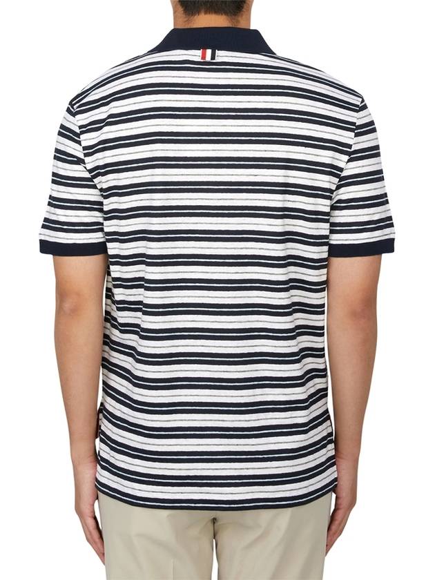 logo patch striped polo shirt MJP191AJ0120 - THOM BROWNE - BALAAN 4