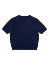 Women's Royal Sandwich Jacquard Crop Top Navy I2SN07NV - IOEDLE - BALAAN 4