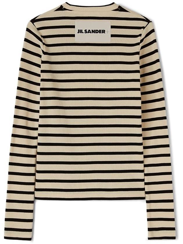 Back Logo Cotton Two Toned Stripe Long Sleeve T-Shirt Black White - JIL SANDER - BALAAN 5