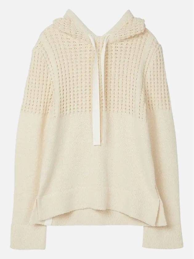 Waffle Pattern Wool Hoodie Cream - JIL SANDER - BALAAN 3