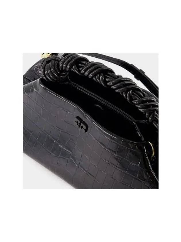 Croco Patent Bou Small Cross Bag Black - GANNI - BALAAN 5