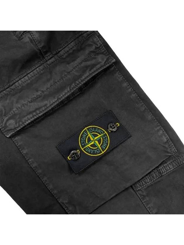 Stretch Cotton Cargo Straight Pants Black - STONE ISLAND - BALAAN 6