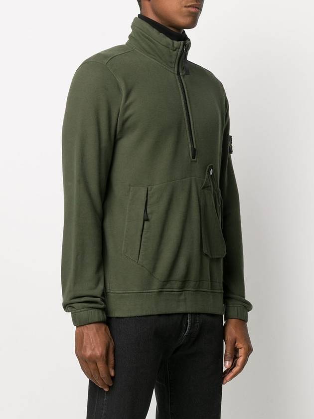 Men's Pocket Half Zip Up Sweatshirt Dark Green - STONE ISLAND - BALAAN 5