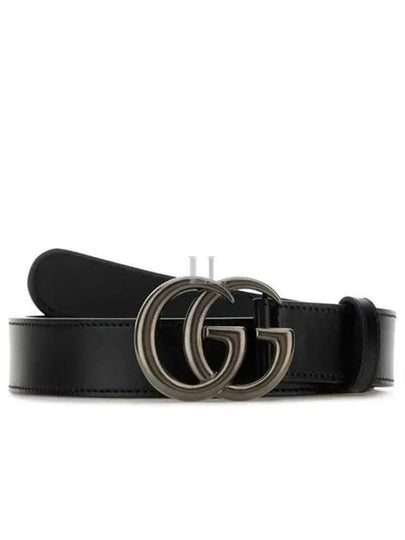 GG Marmont Thin Leather Belt Black - GUCCI - BALAAN 2