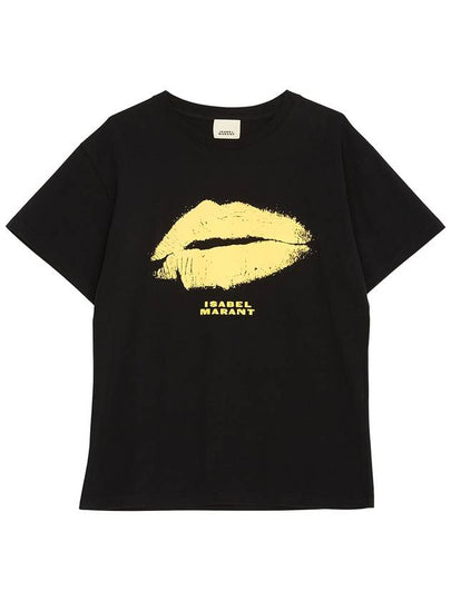 Lips Embroidered Logo Short-Sleeved T-Shirt Black - ISABEL MARANT - BALAAN 2