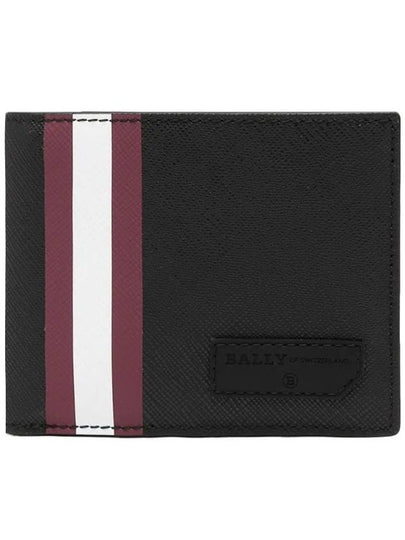 Men's Striped Logo Patch Half Wallet Black - BALLY - BALAAN 2