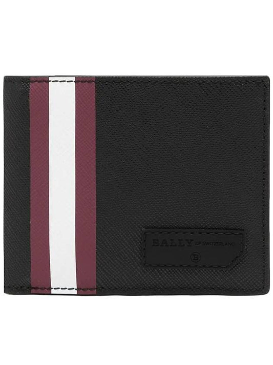 Men's Striped Logo Patch Bicycle Wallet Black - BALLY - BALAAN.