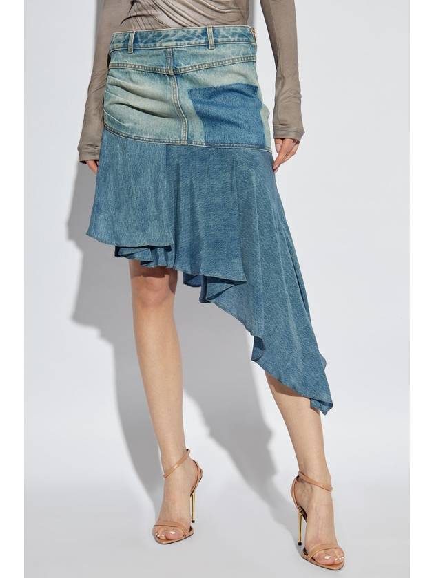 Balmain Skirt With Asymmetrical Cut, Women's, Blue - BALMAIN - BALAAN 3