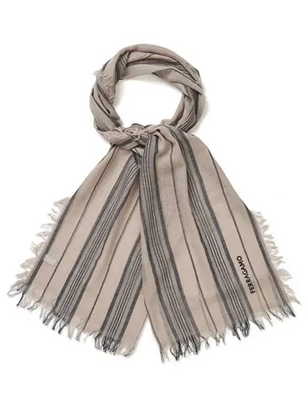 Jacquard Stripe Wool Scarf - SALVATORE FERRAGAMO - BALAAN 2