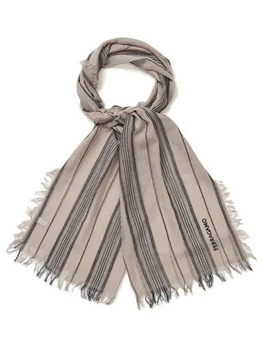 Ferragamo 52 0119 0776132 520119 776132 Gancini jacquard striped wool scarf - SALVATORE FERRAGAMO - BALAAN 2