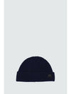 Logo Patch Wool Beanie Navy - MOOSE KNUCKLES - BALAAN 1