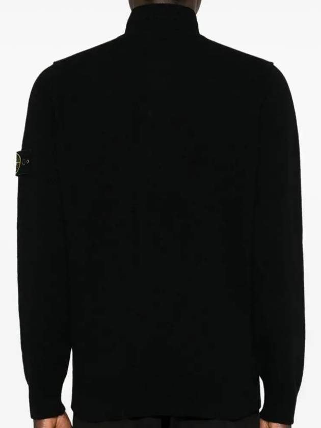 Wappen Patch Half Button Lambswool Knit Top Black - STONE ISLAND - BALAAN 5