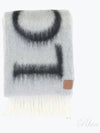 Logo Fringe Wool Mohair Scarf Grey - LOEWE - BALAAN 2