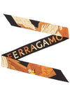 Parrot Print Slik Scarf Black Orange - SALVATORE FERRAGAMO - BALAAN 4