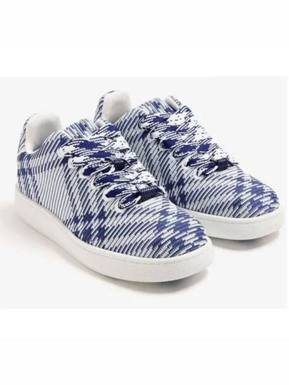 Box Check Print Leather Low Top Sneakers Royal Blue - BURBERRY - BALAAN 2