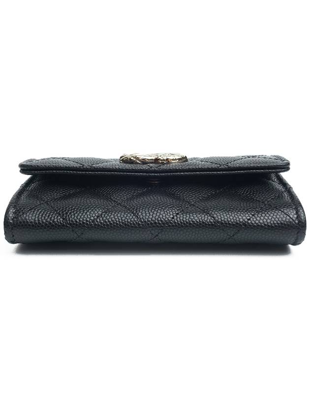 gold logo caviar card wallet black - CHANEL - BALAAN 5