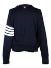 Men's Sustainable Classic Diagonal Wool Cardigan Navy - THOM BROWNE - BALAAN 4