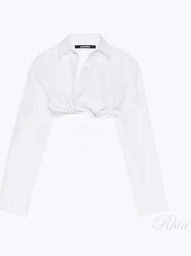 Jacquemus Bahia Cropped Viscose Shirt 23H233SH042 1454 100 - JACQUEMUS - BALAAN 1