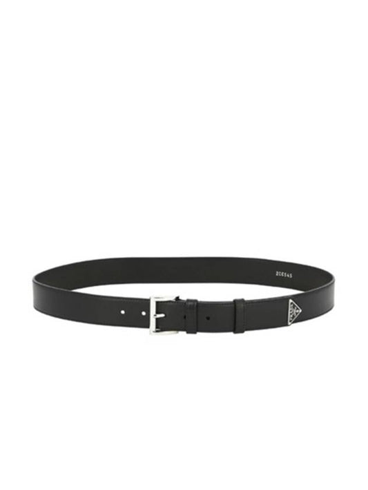 Triangle Logo Leather Belt Black - PRADA - BALAAN