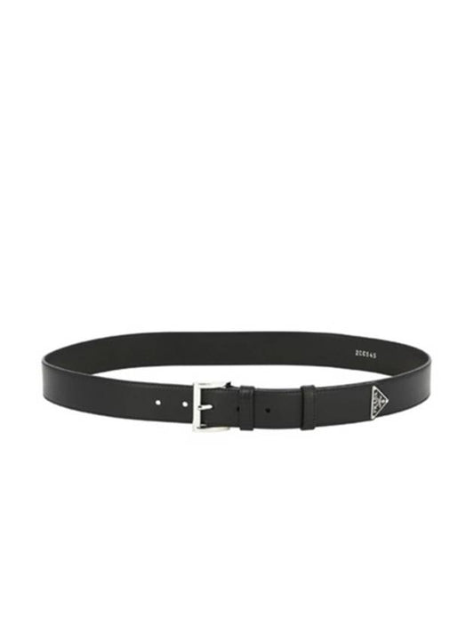 Triangle Logo Leather Belt Black - PRADA - BALAAN 2