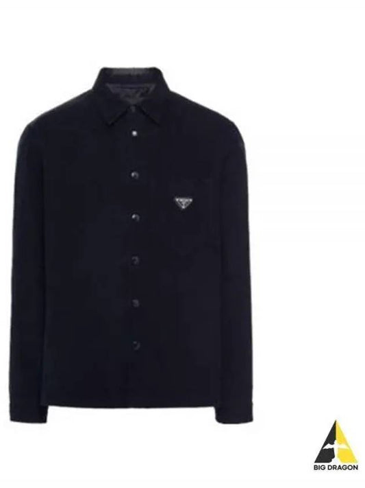 Triangle Logo Corduroy Shirt Jacket Blue - PRADA - BALAAN 2