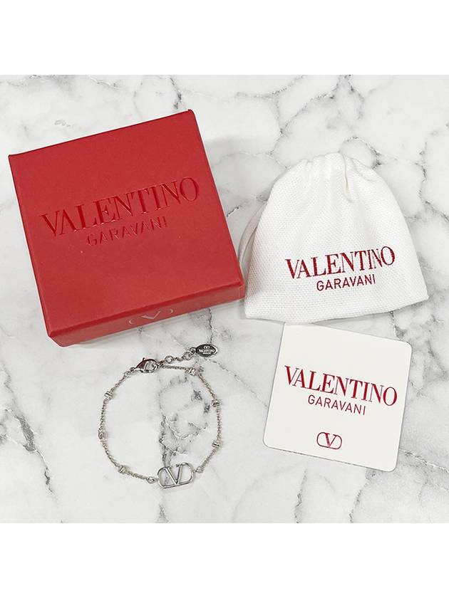 Signature Cable Link Chain Bracelet Silver - VALENTINO - BALAAN 3