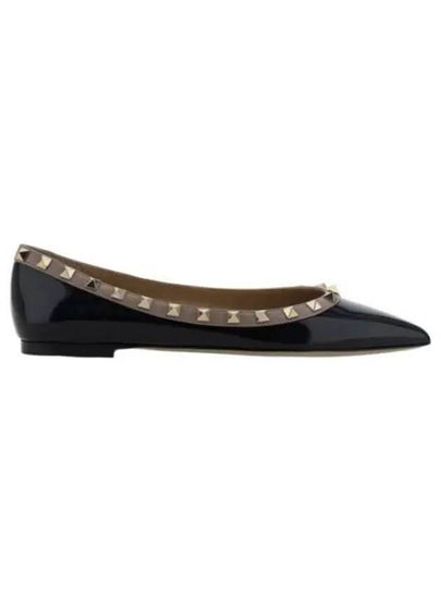 Patent Leather Rockstud Ballerina Black - VALENTINO - BALAAN 2