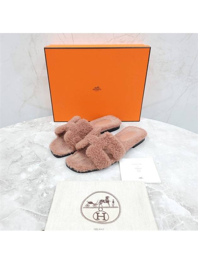 Lux You 37 Shearling Oran Sandal Slippers - HERMES - BALAAN 6